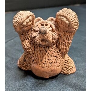 Vintage Hand-Sculpted Collectible Bear Terra‎ Cotta Clay